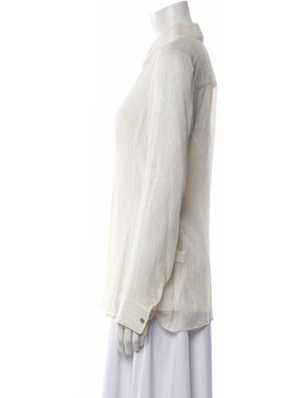 Leggiadro Silk Long Sleeve Button-Up Top