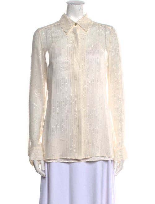 Leggiadro Silk Long Sleeve Button-Up Top