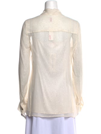 Leggiadro Silk Long Sleeve Button-Up Top