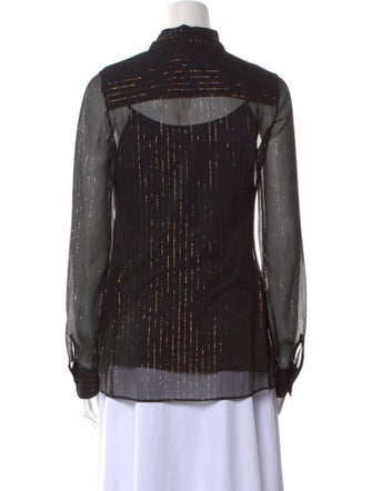 Leggiadro Silk Long Sleeve Button-Up Top