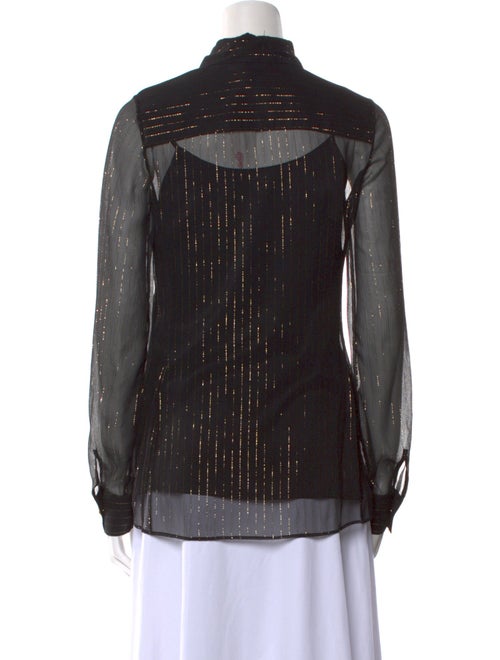 Leggiadro Silk Long Sleeve Button-Up Top