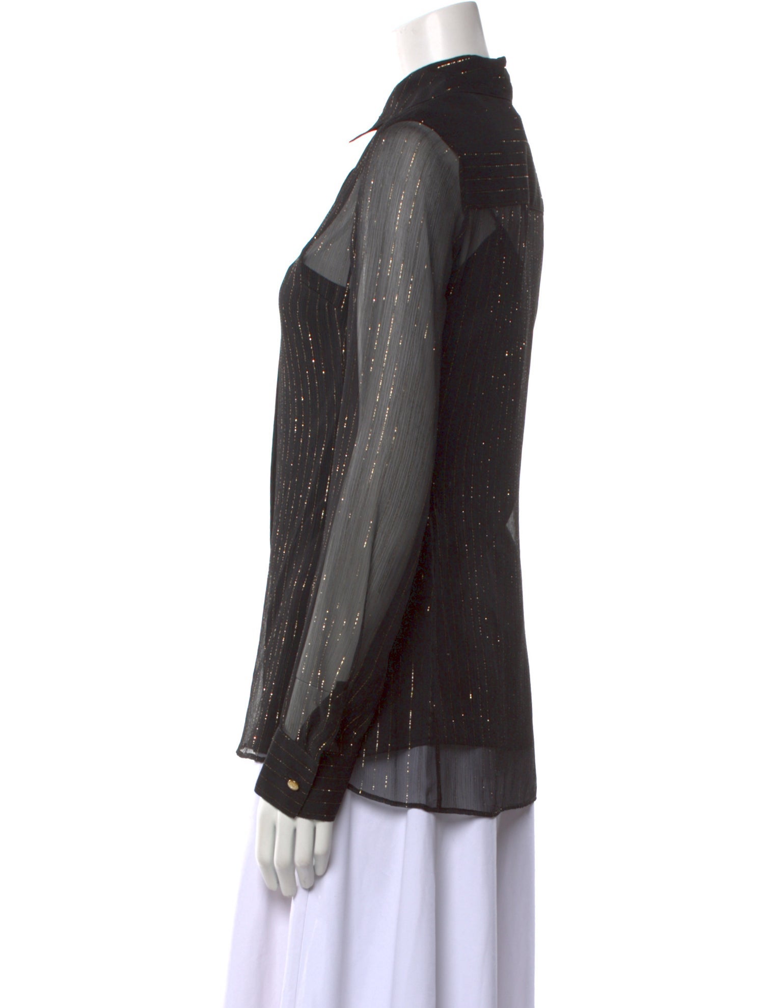 Leggiadro Silk Striped Button-Up Top