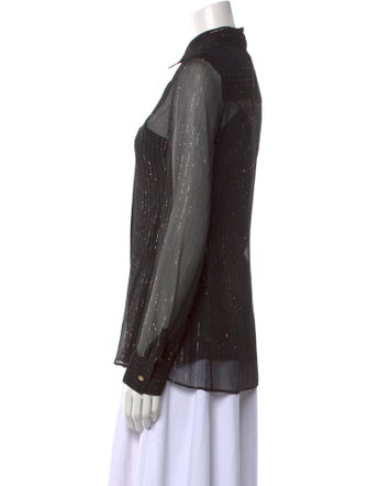 Leggiadro Silk Striped Button-Up Top