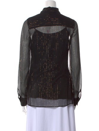 Leggiadro Silk Striped Button-Up Top