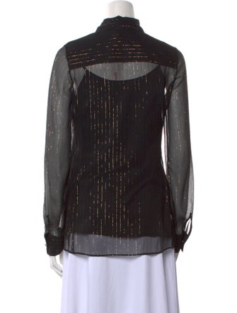 Leggiadro Silk Long Sleeve Button-Up Top