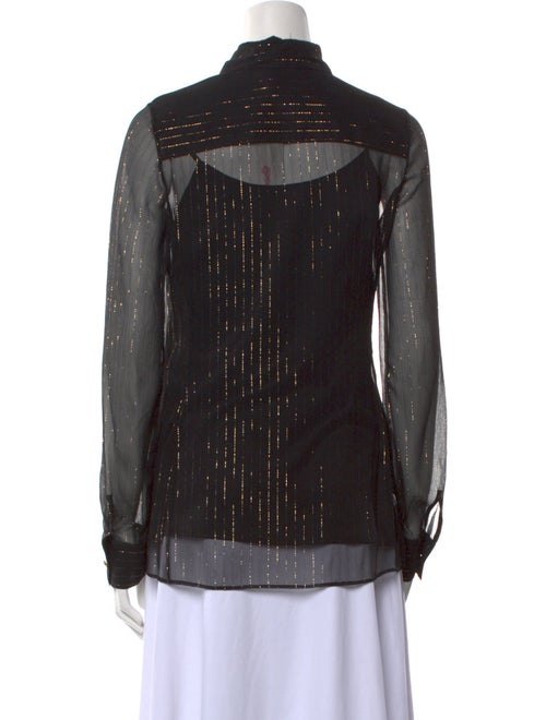 Leggiadro Silk Long Sleeve Button-Up Top