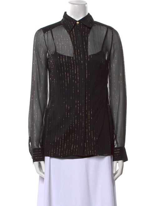 Leggiadro Silk Long Sleeve Button-Up Top