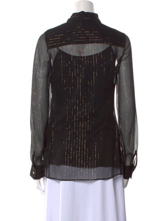 Leggiadro Silk Long Sleeve Button-Up Top