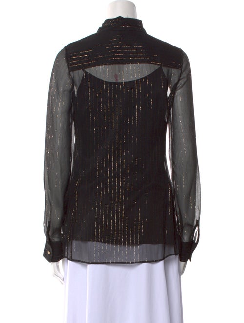 Leggiadro Silk Long Sleeve Button-Up Top