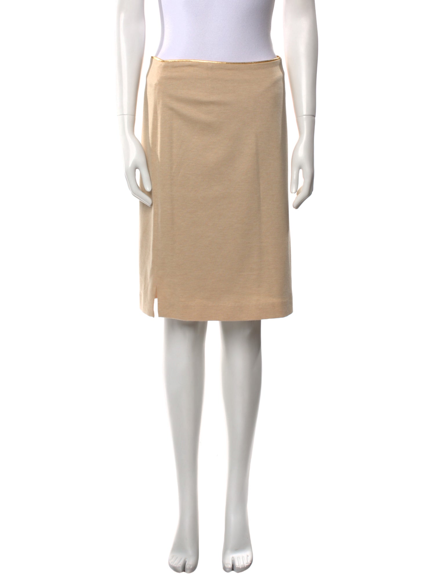 Leggiadro Leather Trim Embellishment Knee-Length Skirt