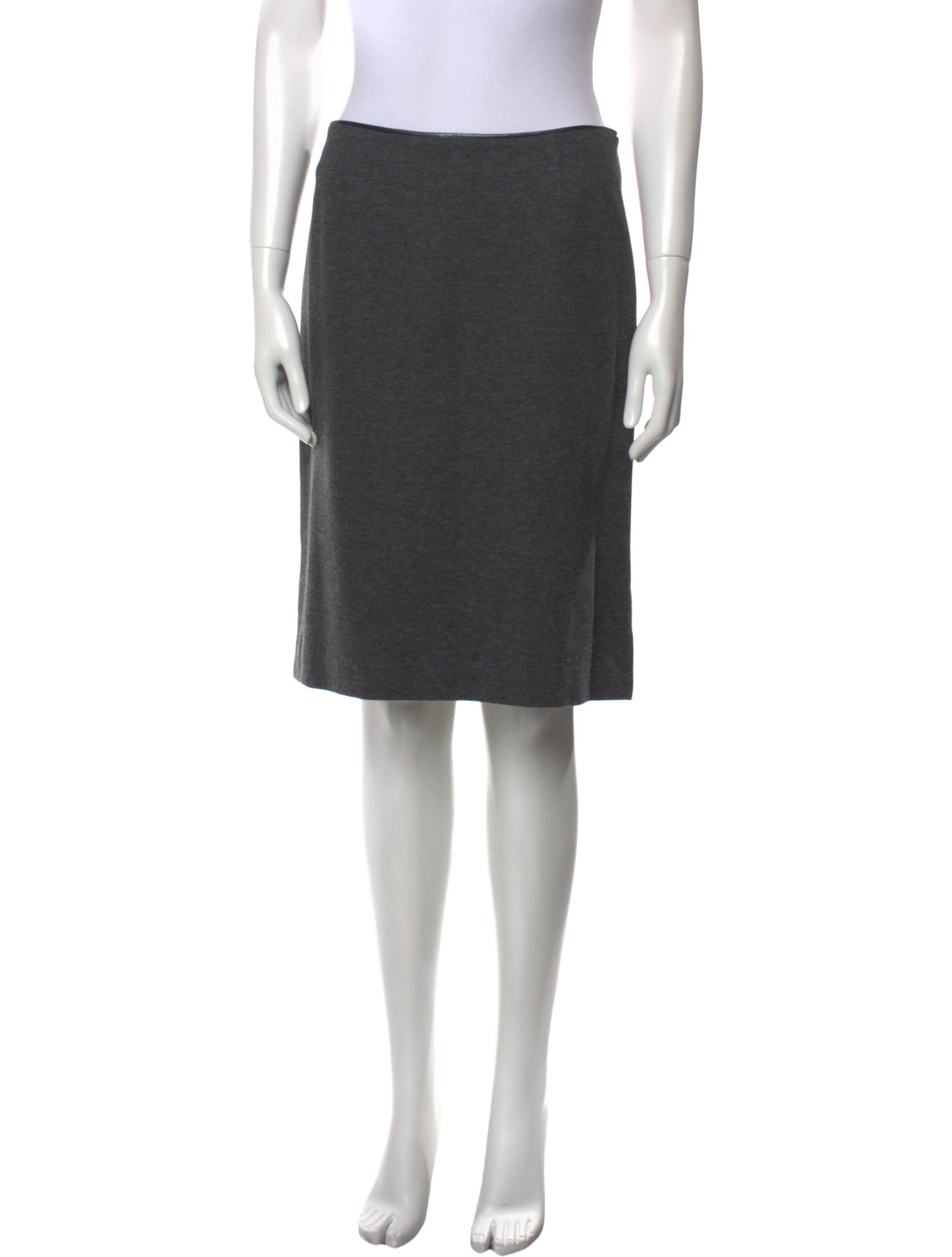 Leggiadro Leather Trim Embellishment Knee-Length Skirt