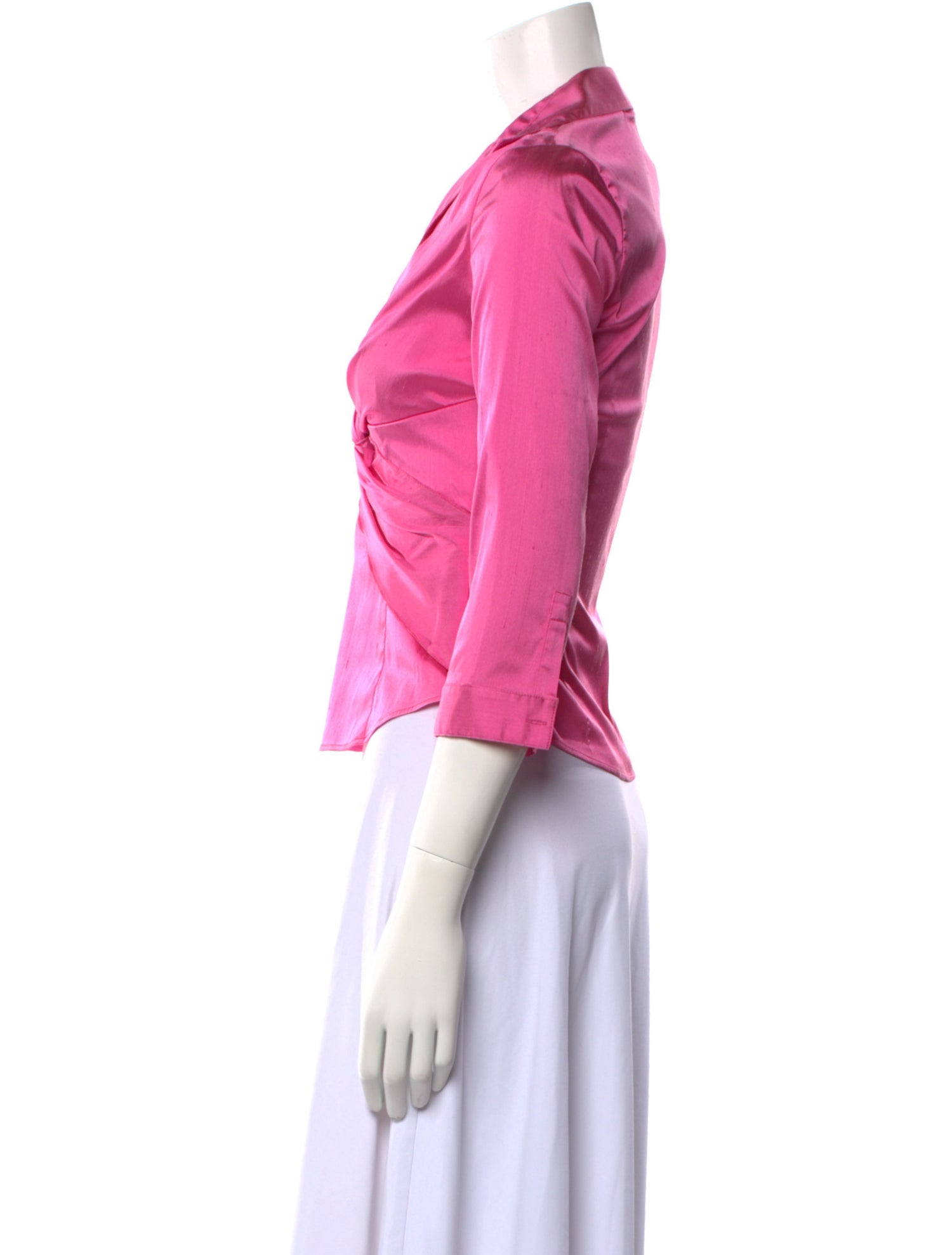 Leggiadro Silk Three-Quarter Sleeve Crop Top