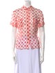 Leggiadro Silk Polka Dot Print Button-Up Top