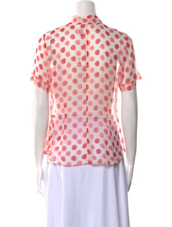 Leggiadro Silk Polka Dot Print Button-Up Top