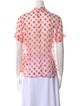 Leggiadro Silk Polka Dot Print Button-Up Top