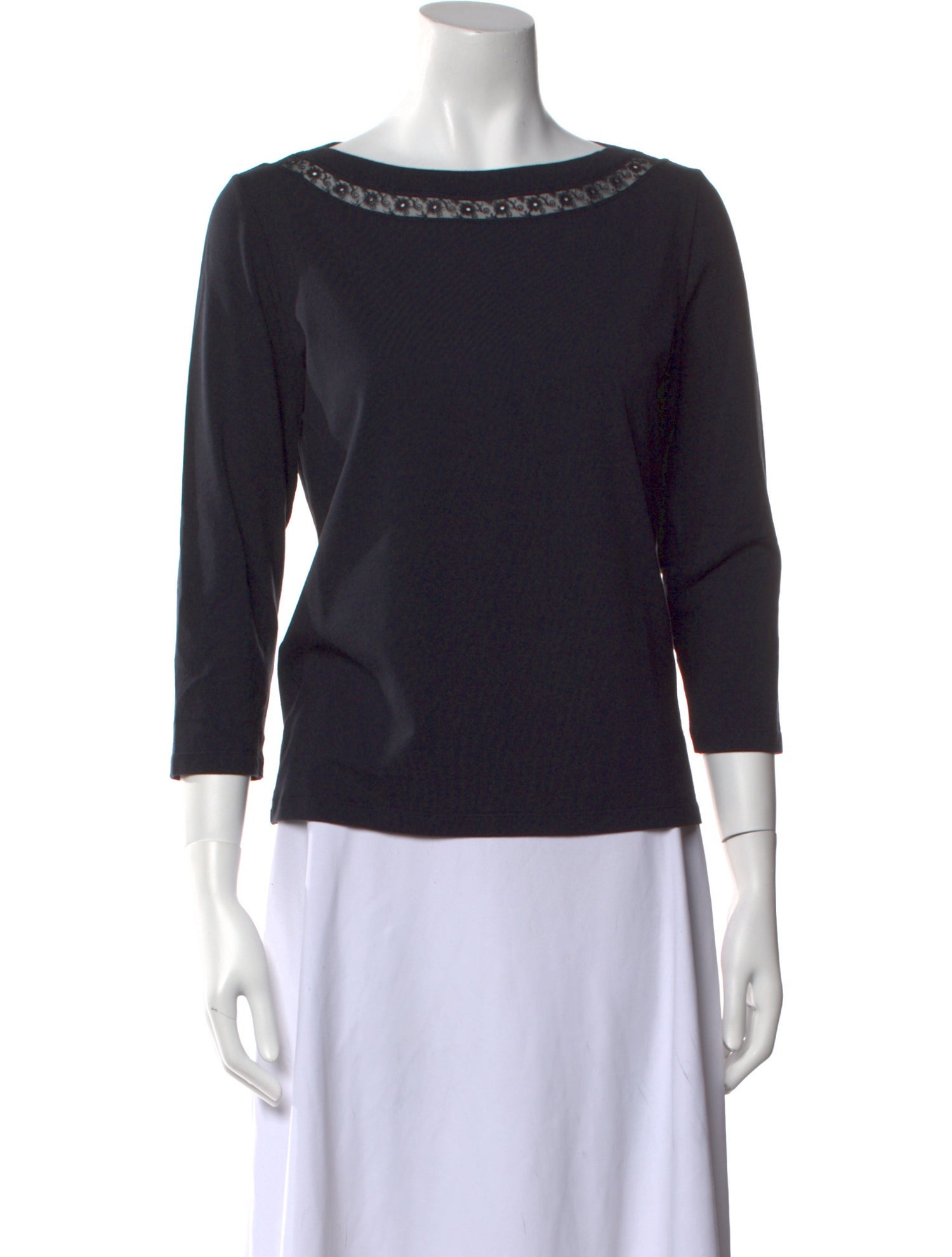 Leggiadro Bateau Neckline Three-Quarter Sleeve Top w/ Tags