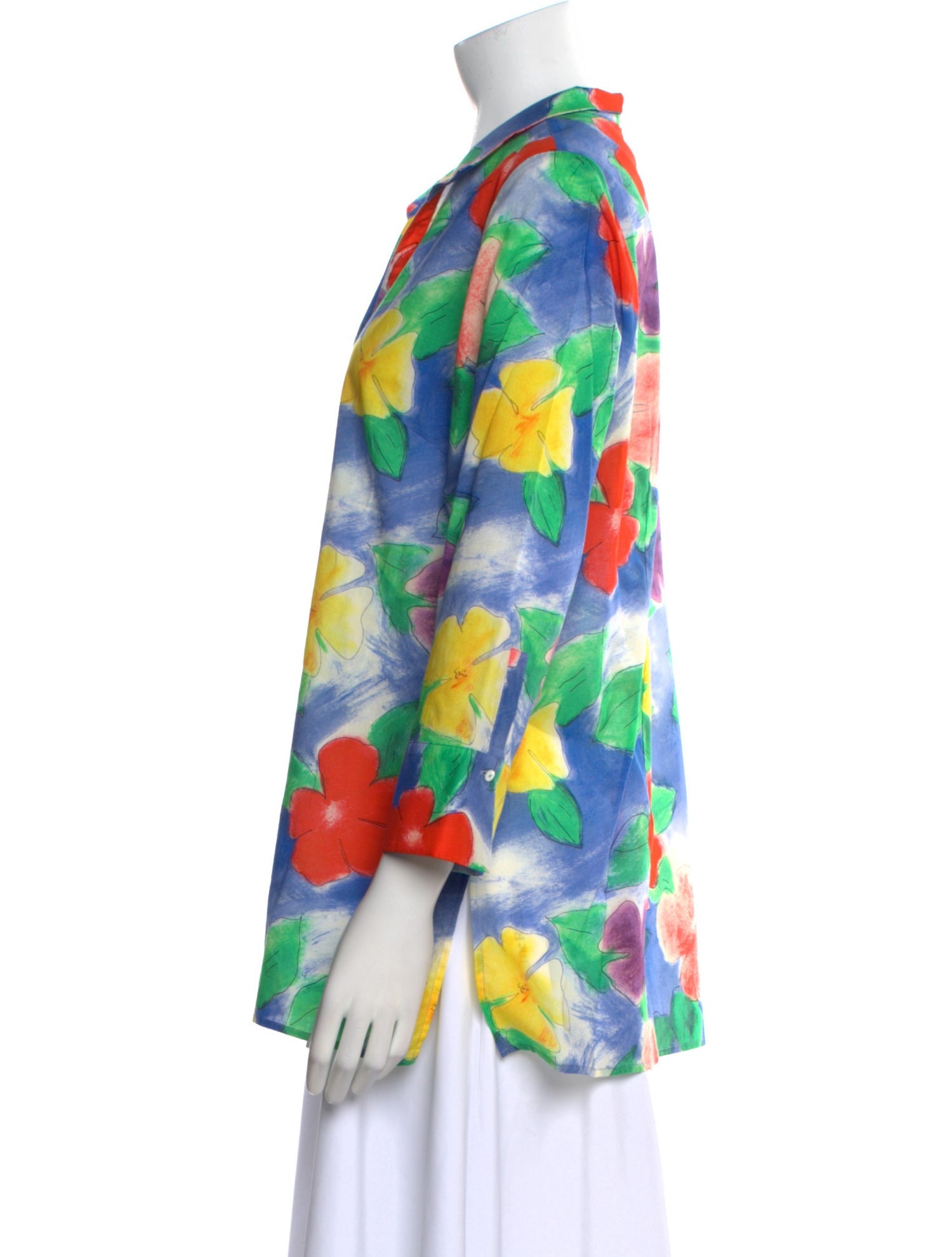 Leggiadro Floral Print V-Neck Polo w/ Tags