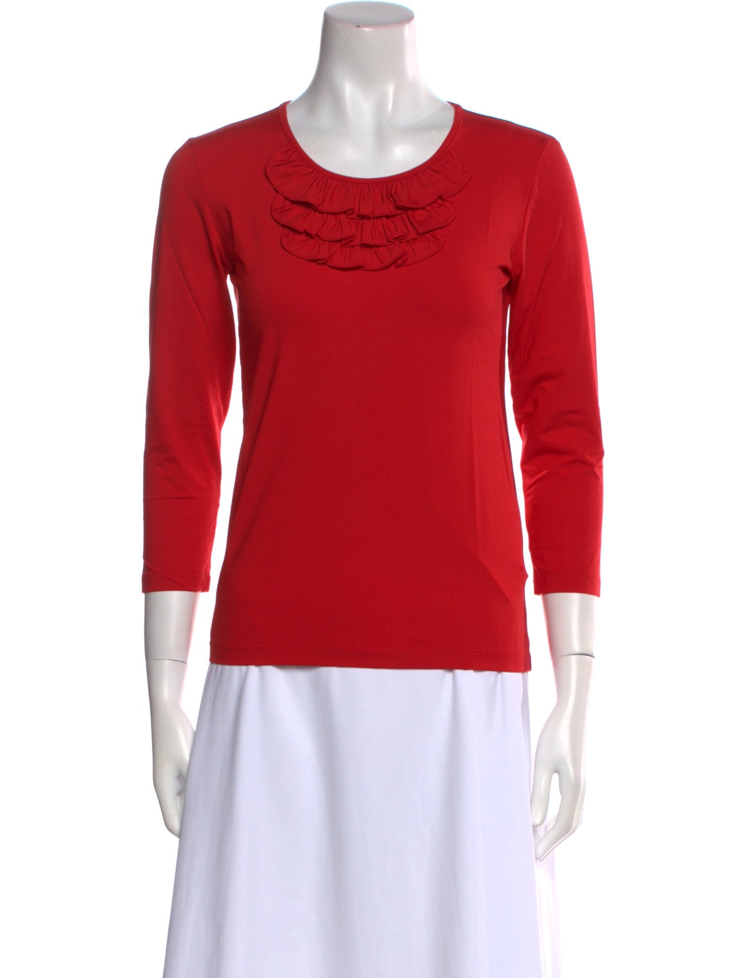 Leggiadro Scoop Neck Three-Quarter Sleeve Top