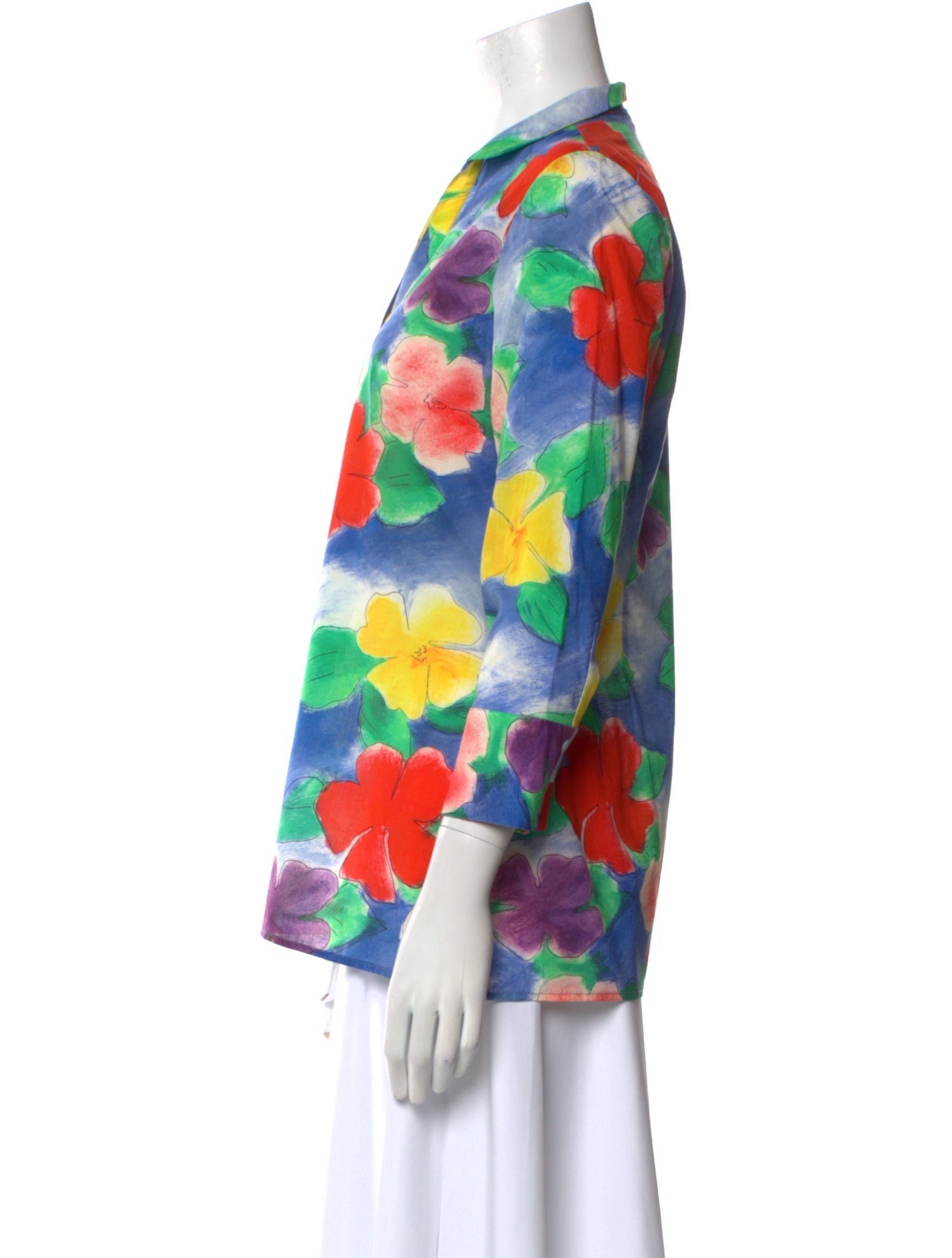 Leggiadro Printed V-Neck Blouse w/ Tags