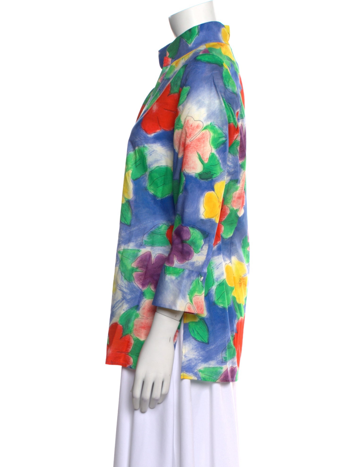 Leggiadro Floral Print V-Neck Blouse w/ Tags