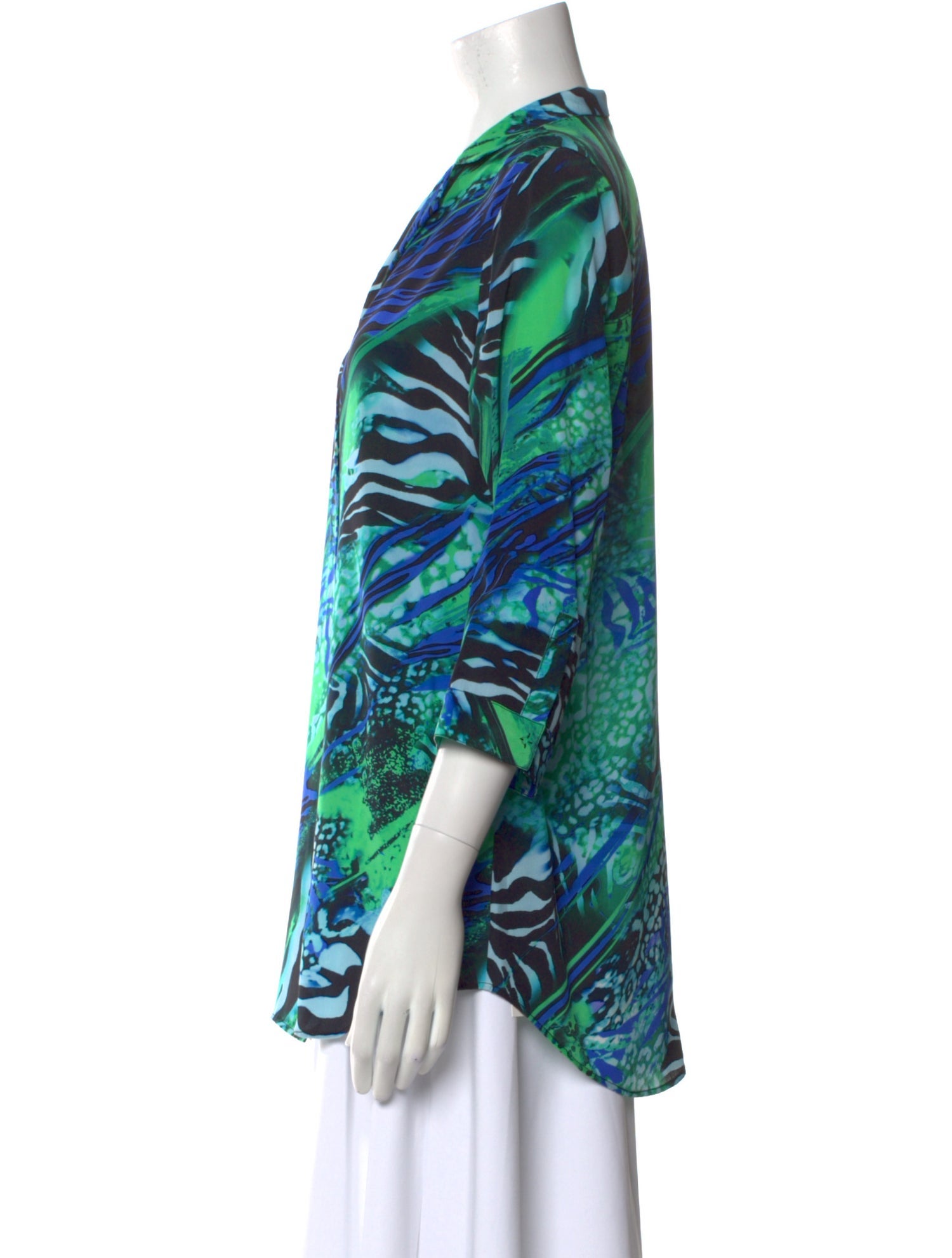 Leggiadro Silk Printed Button-Up Top w/ Tags