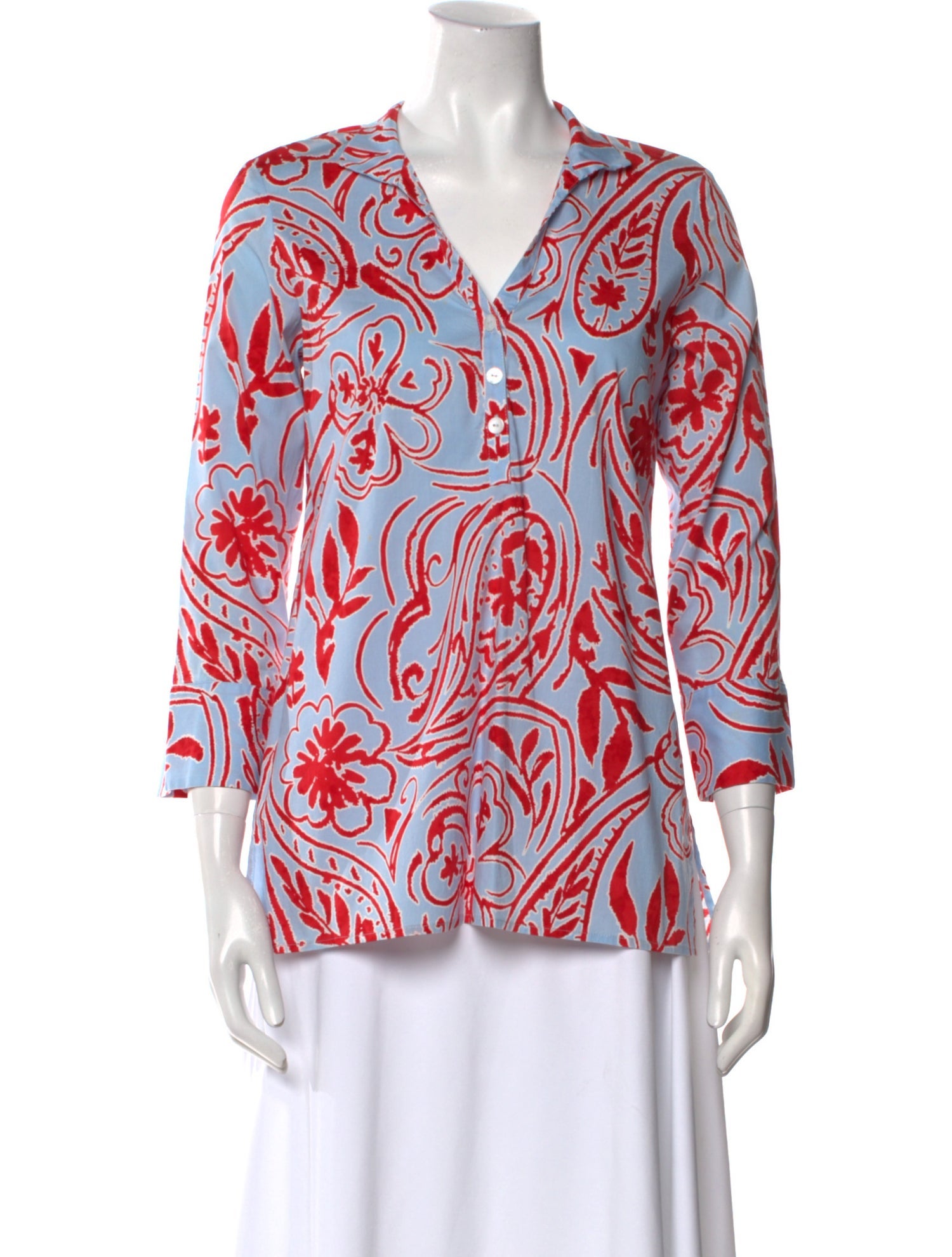 Leggiadro Printed V-Neck Blouse