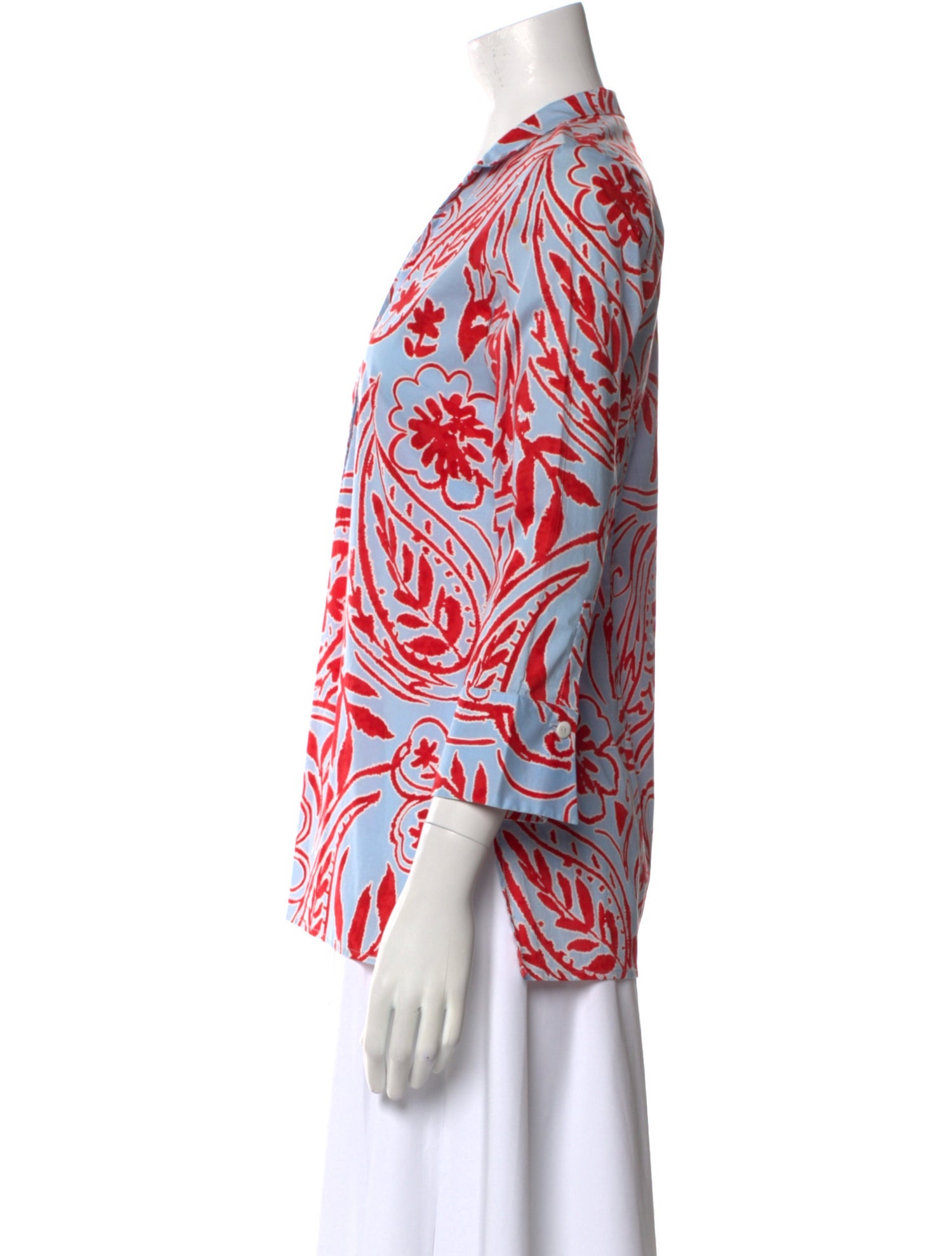 Leggiadro Printed V-Neck Blouse