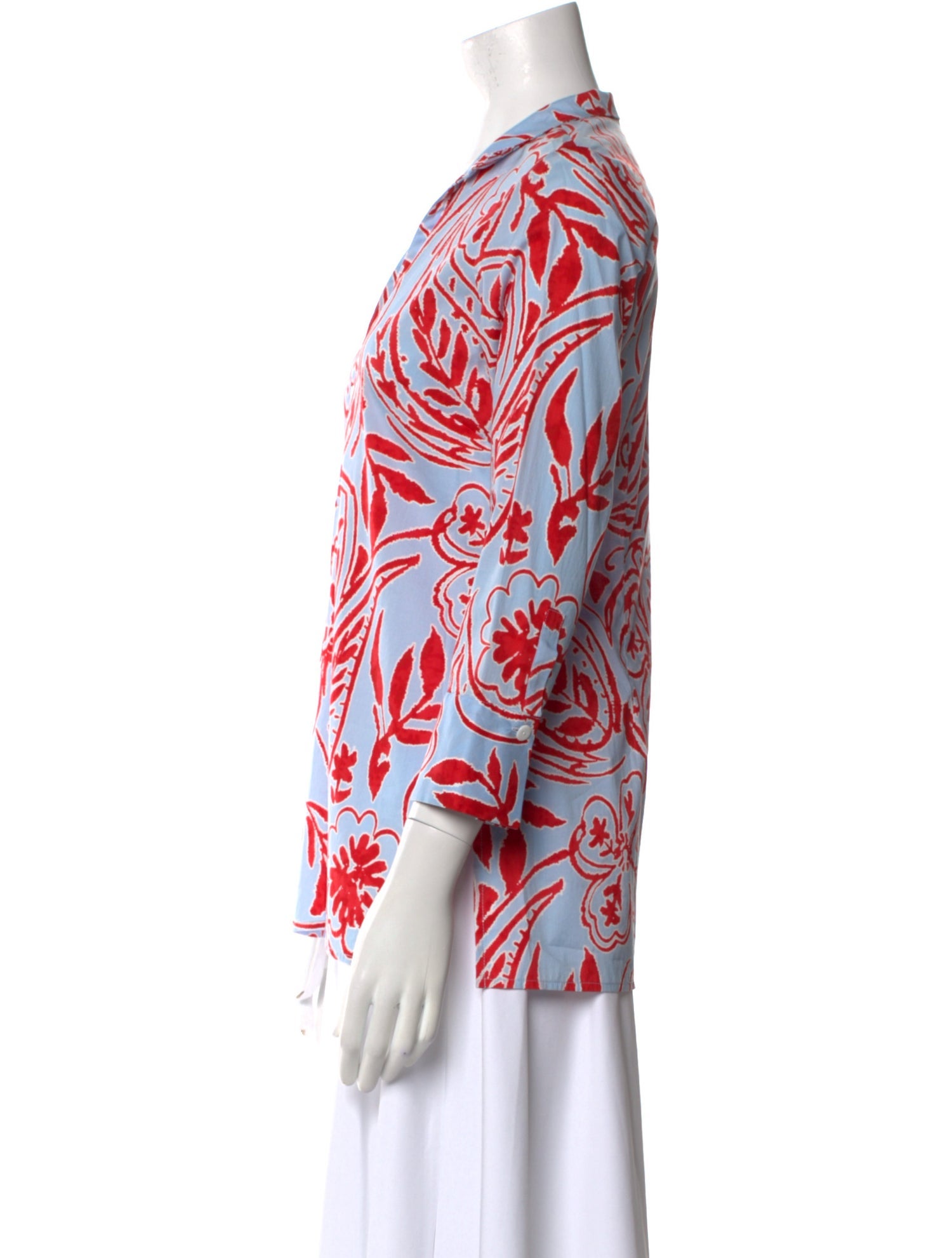Leggiadro Printed V-Neck Blouse w/ Tags