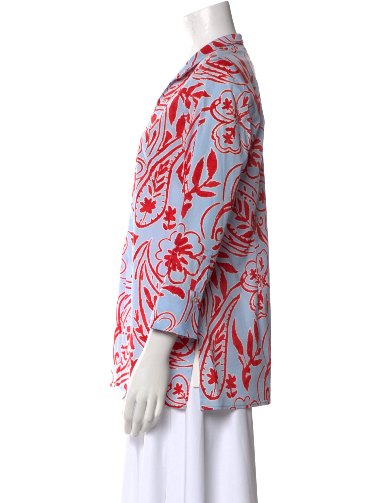 Leggiadro Printed V-Neck Blouse w/ Tags