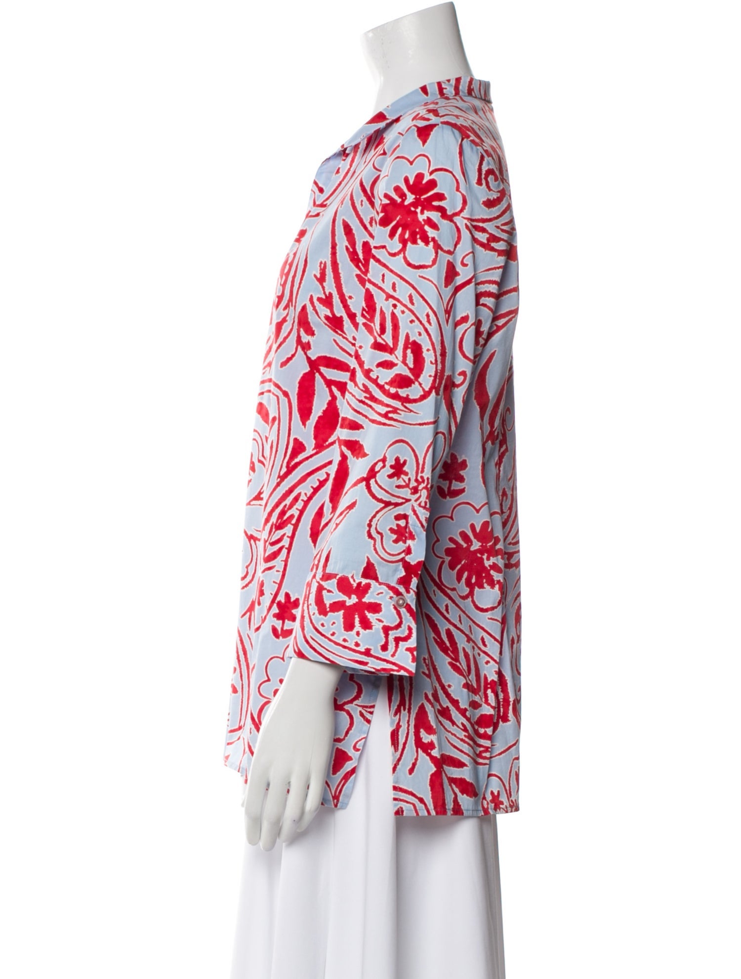 Leggiadro Printed V-Neck Blouse w/ Tags