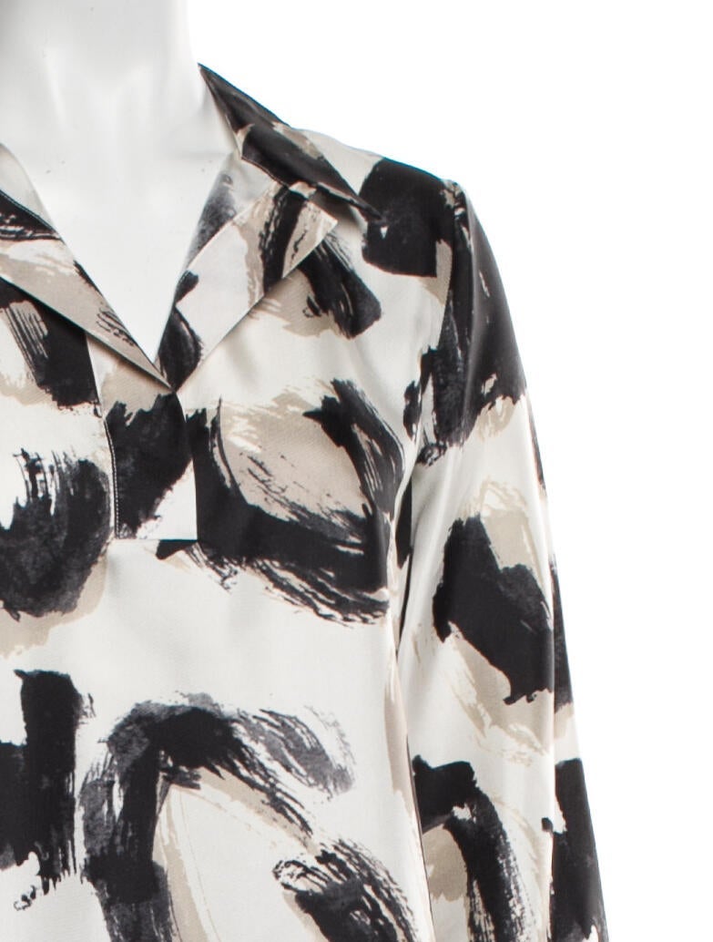 Leggiadro Silk Printed Button-Up Top w/ Tags