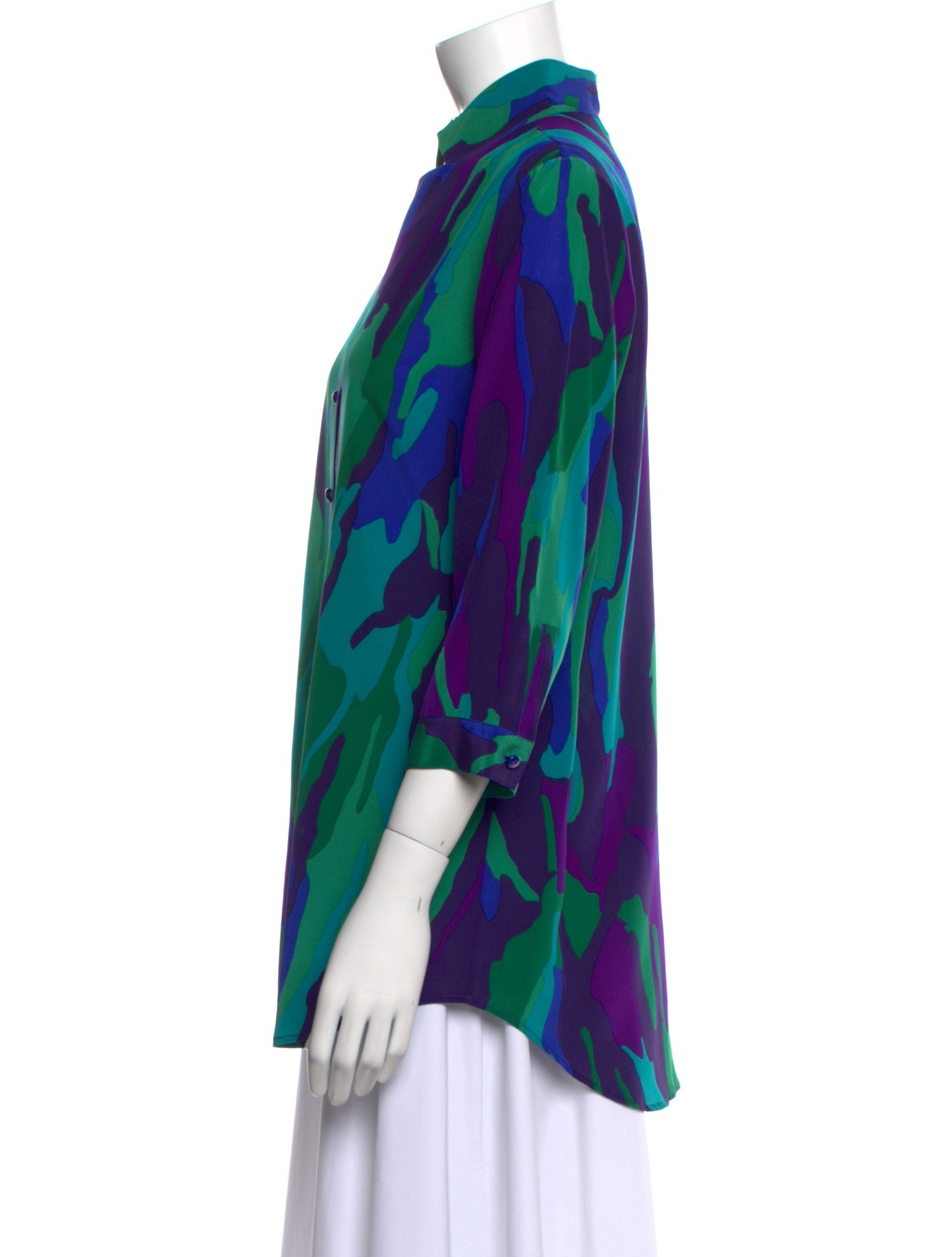 Leggiadro Silk Printed Button-Up Top w/ Tags