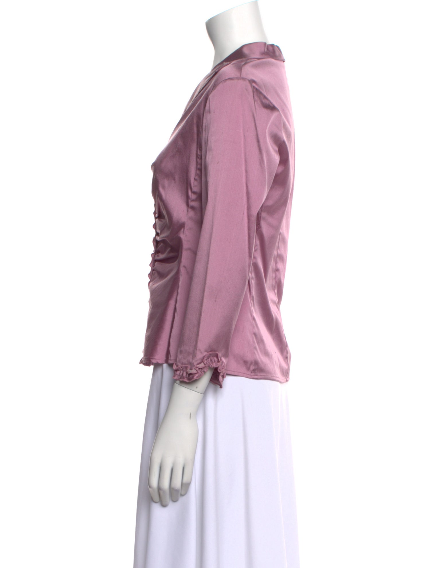 Leggiadro Silk V-Neck Button-Up Top w/ Tags