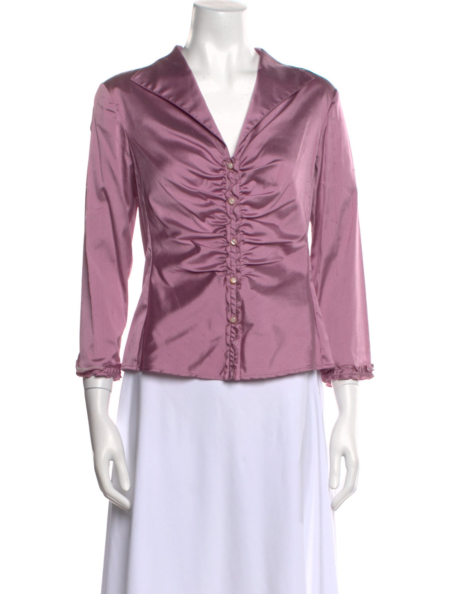 Leggiadro V-Neck Three-Quarter Sleeve Button-Up Top w/ Tags