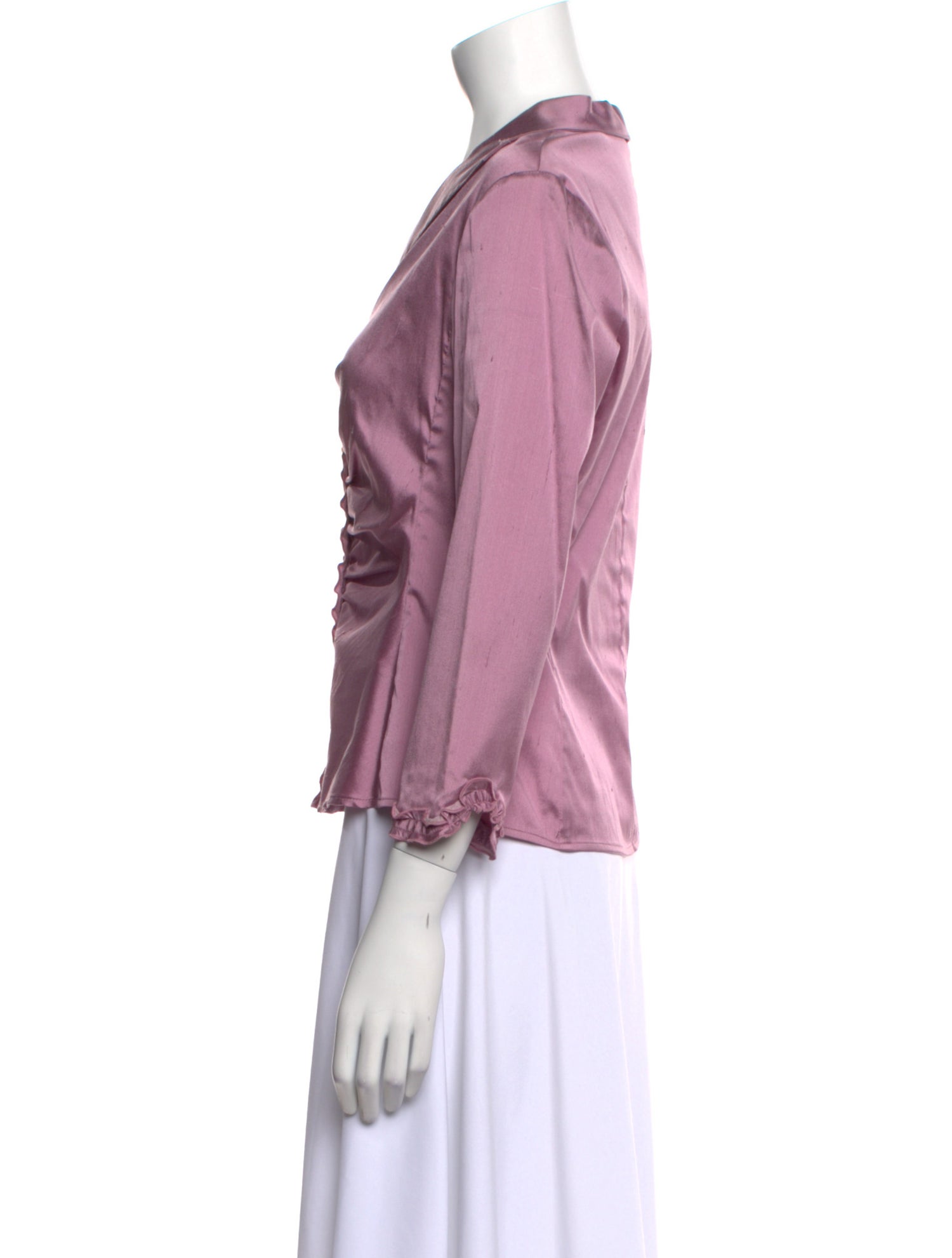 Leggiadro V-Neck Three-Quarter Sleeve Button-Up Top w/ Tags