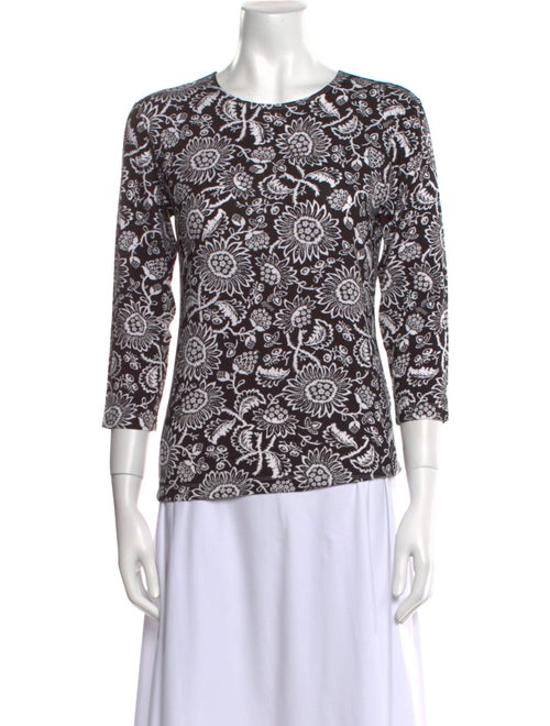 Leggiadro Floral Print Crew Neck Top