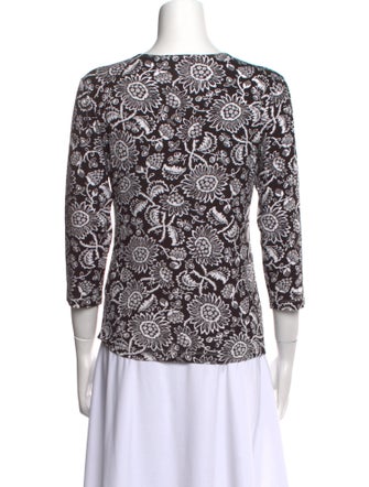 Leggiadro Floral Print Crew Neck Top