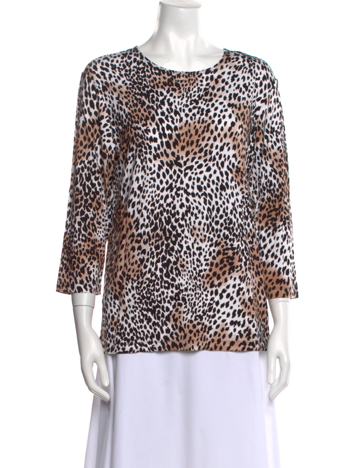 Leggiadro Animal Print Scoop Neck Blouse w/ Tags