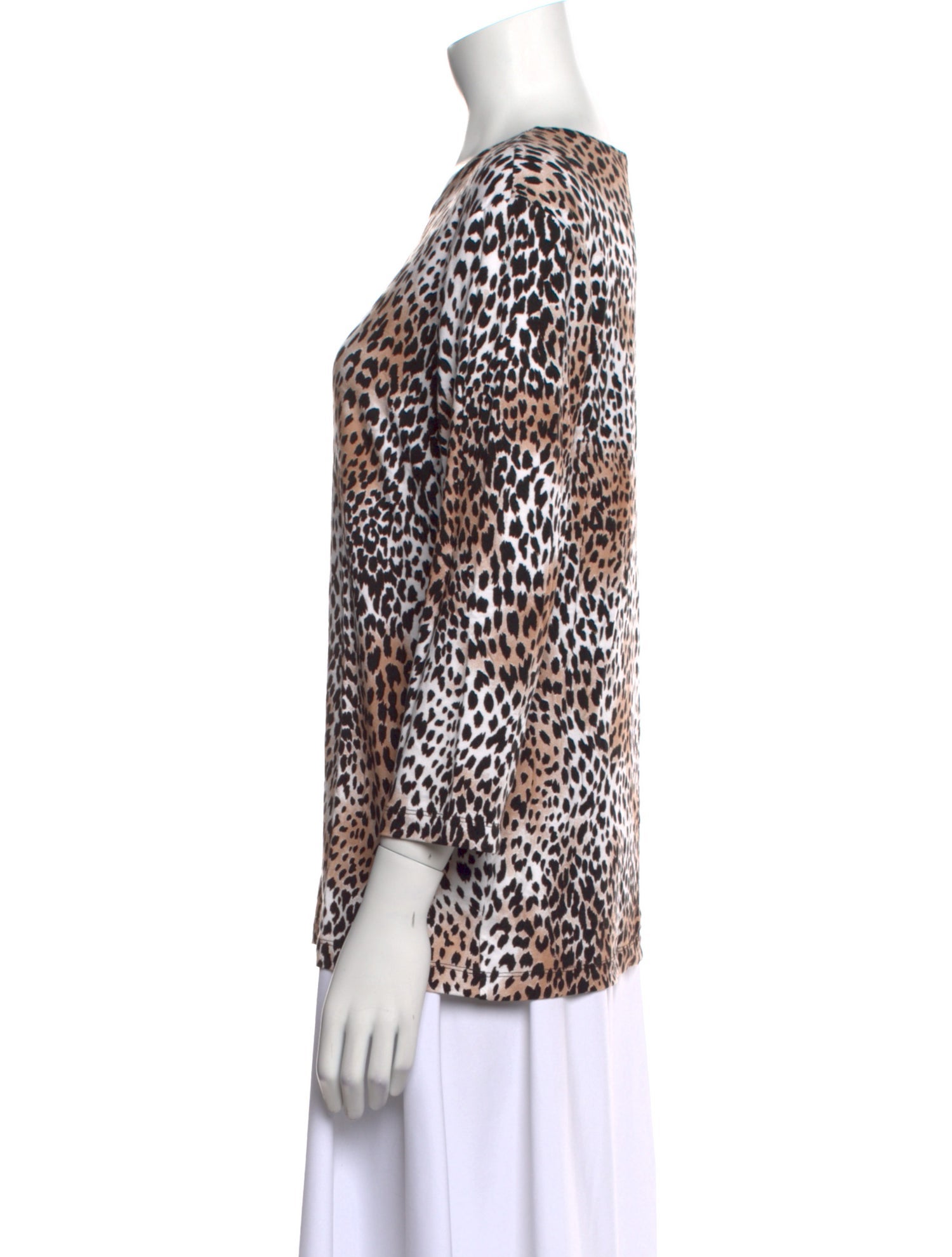 Leggiadro Animal Print Scoop Neck Blouse w/ Tags