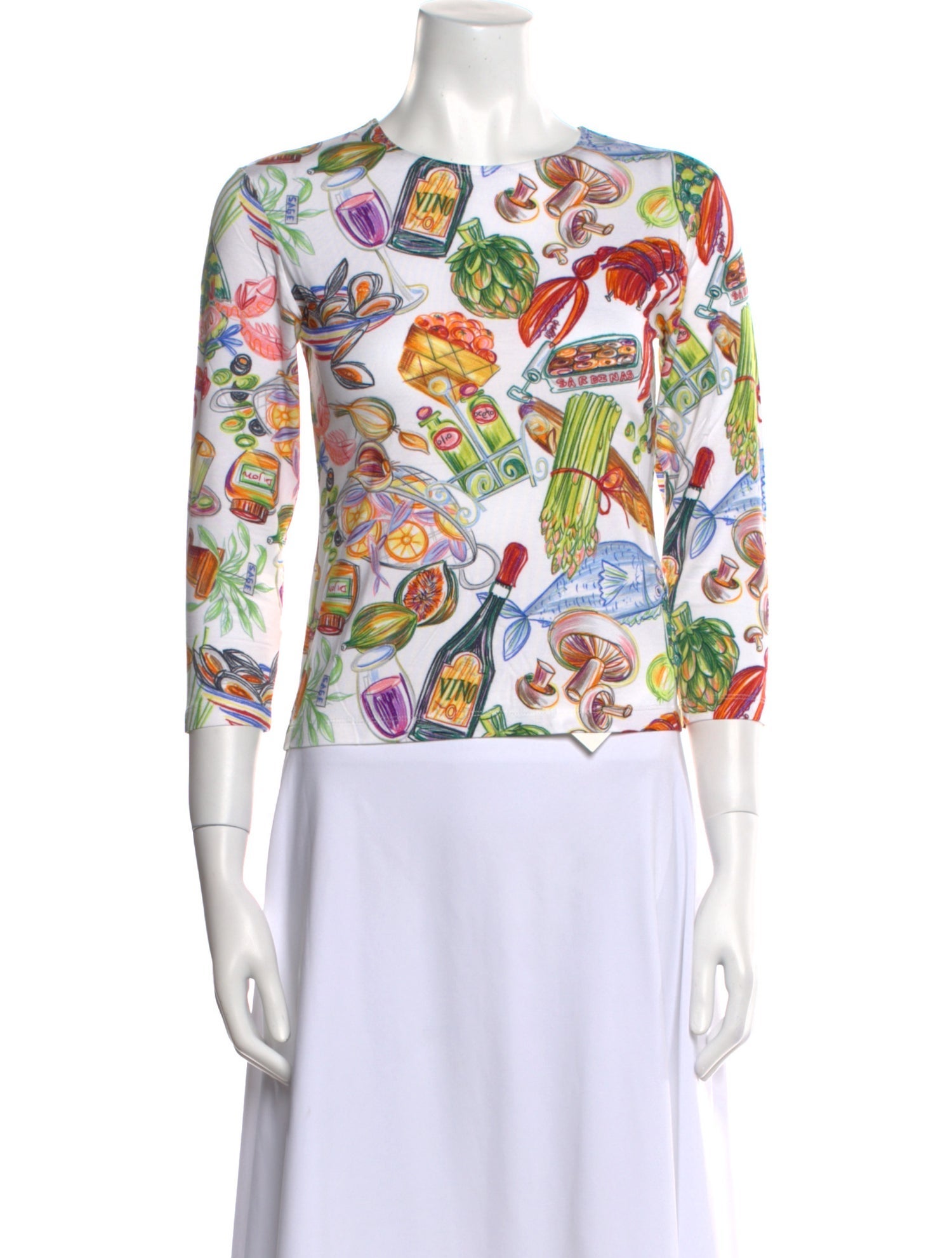 Leggiadro Printed Crew Neck Top w/ Tags