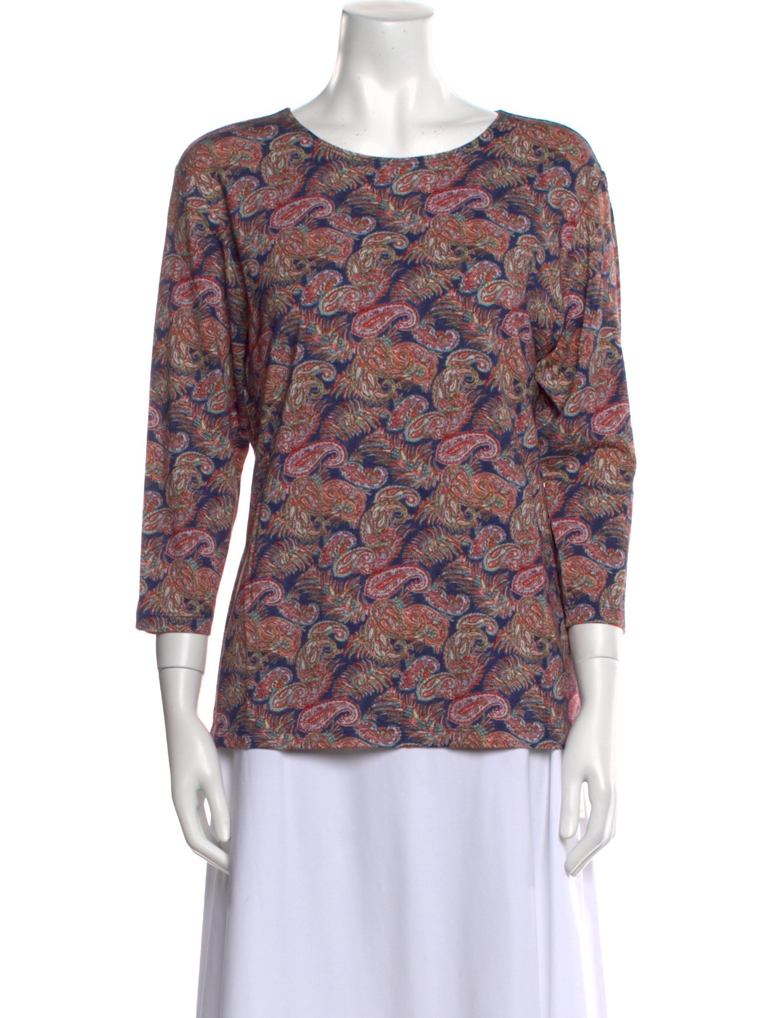 Leggiadro Paisley Print Scoop Neck Blouse w/ Tags