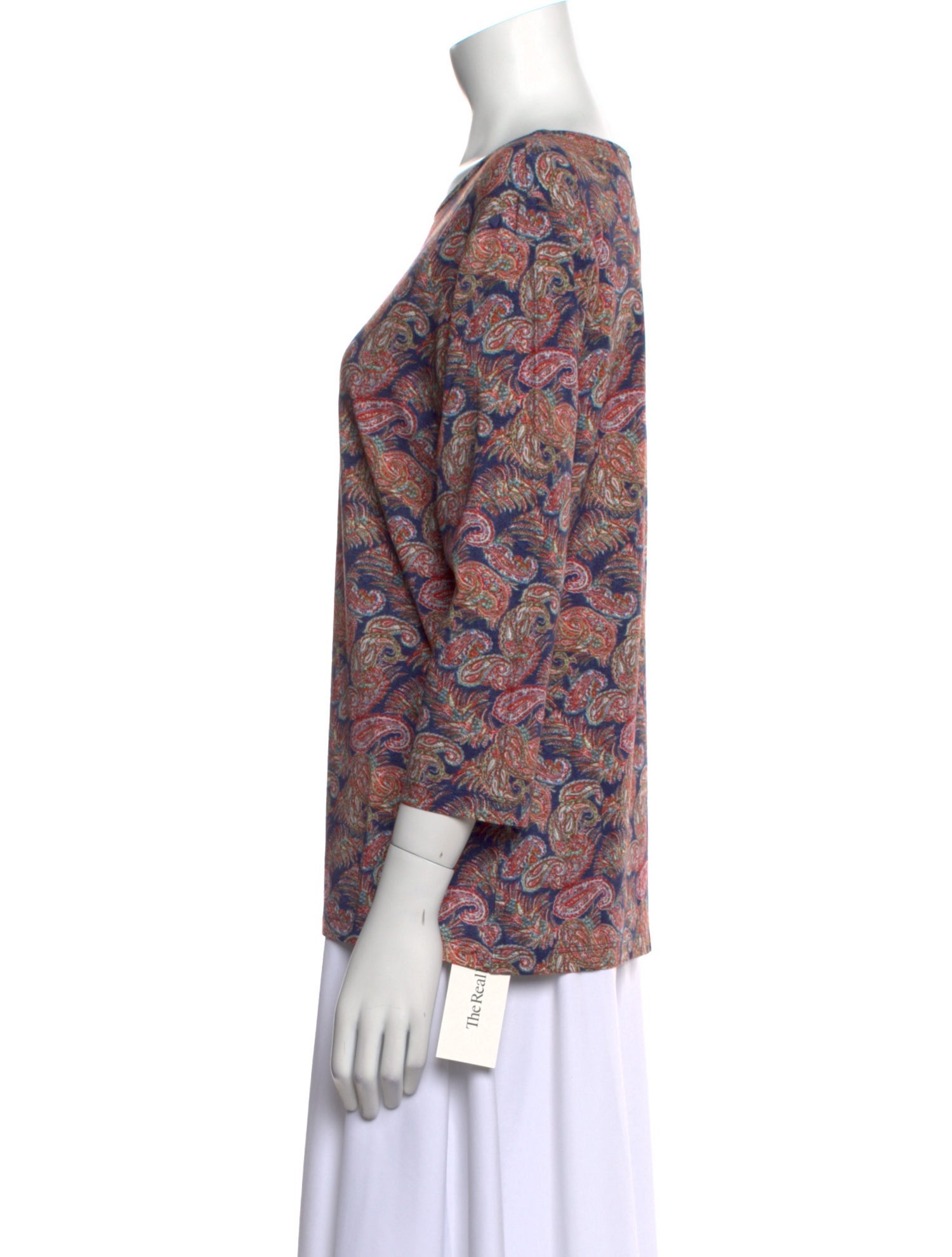 Leggiadro Paisley Print Scoop Neck Blouse w/ Tags