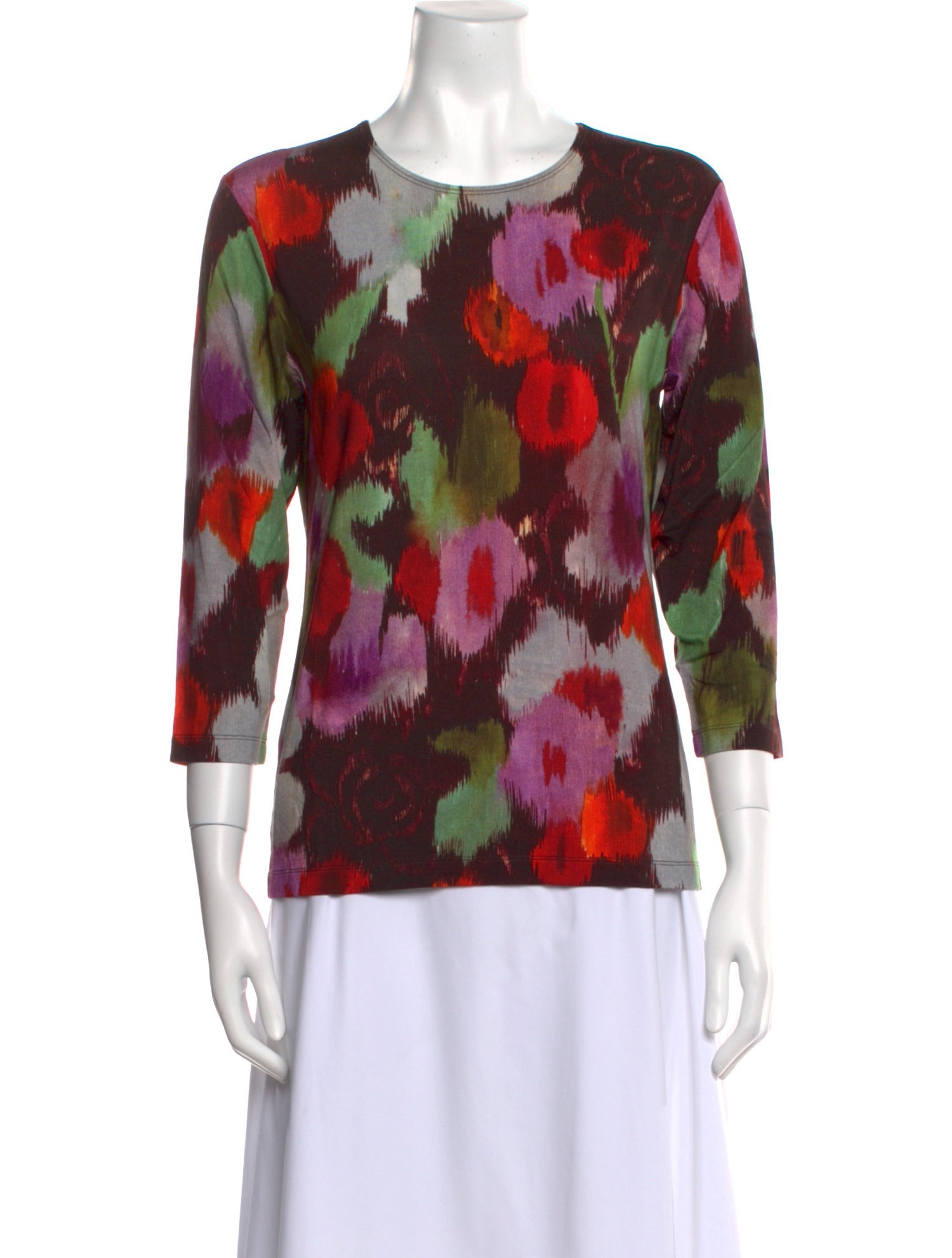 Leggiadro Printed Scoop Neck Top w/ Tags