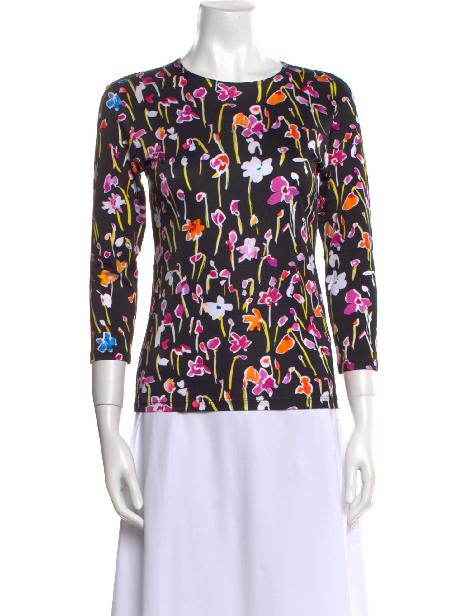 Leggiadro Floral Print Scoop Neck Top w/ Tags