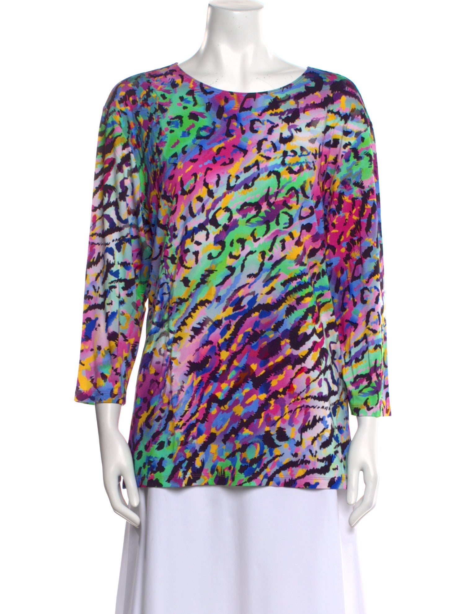 Leggiadro Printed Bateau Neckline Blouse w/ Tags