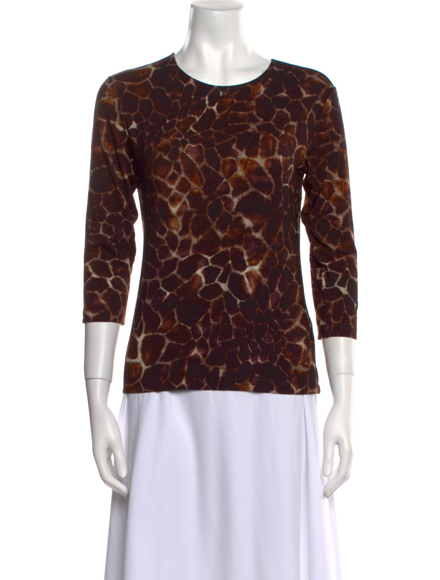 Leggiadro Animal Print Crew Neck Top w/ Tags