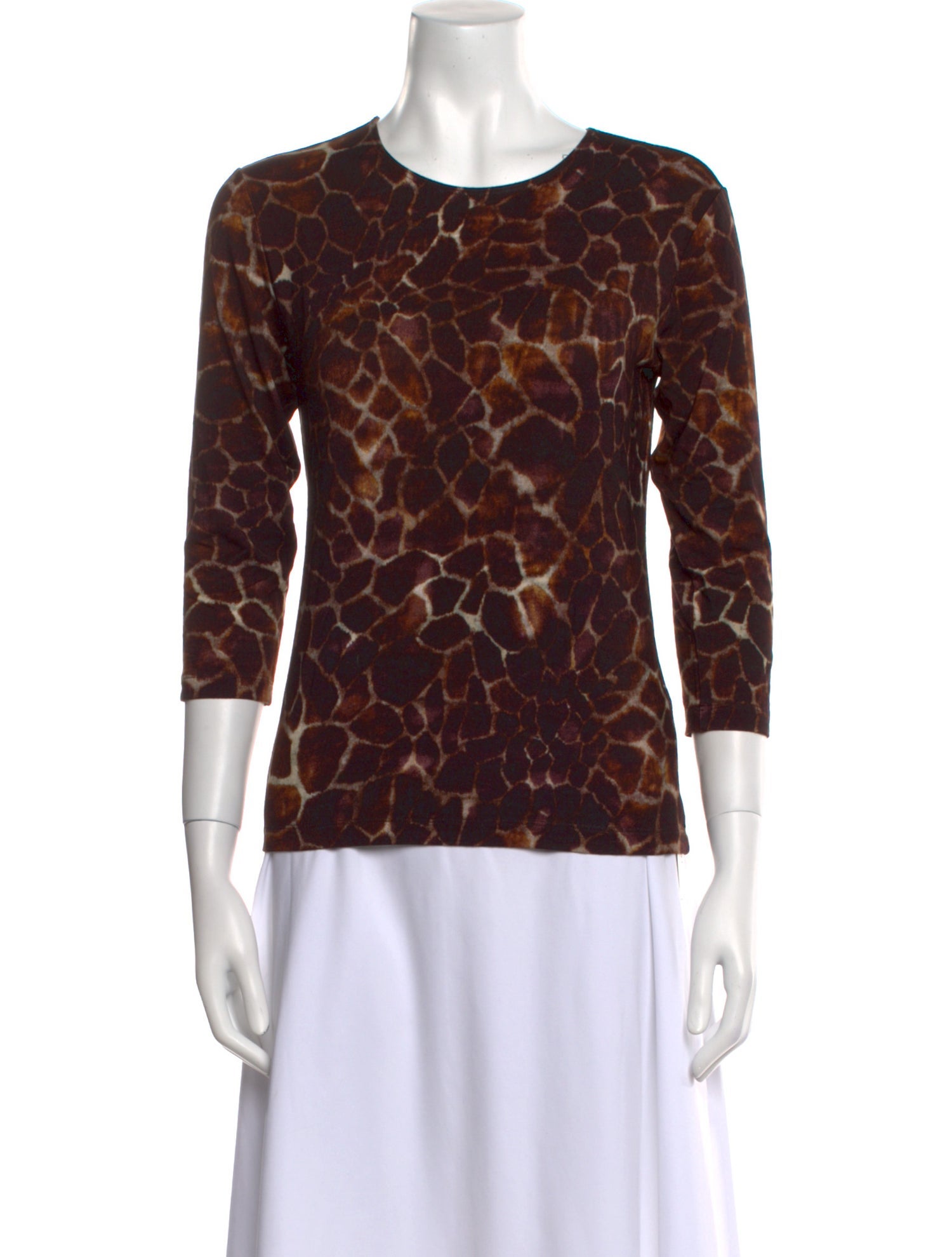 Leggiadro Animal Print Crew Neck Top w/ Tags