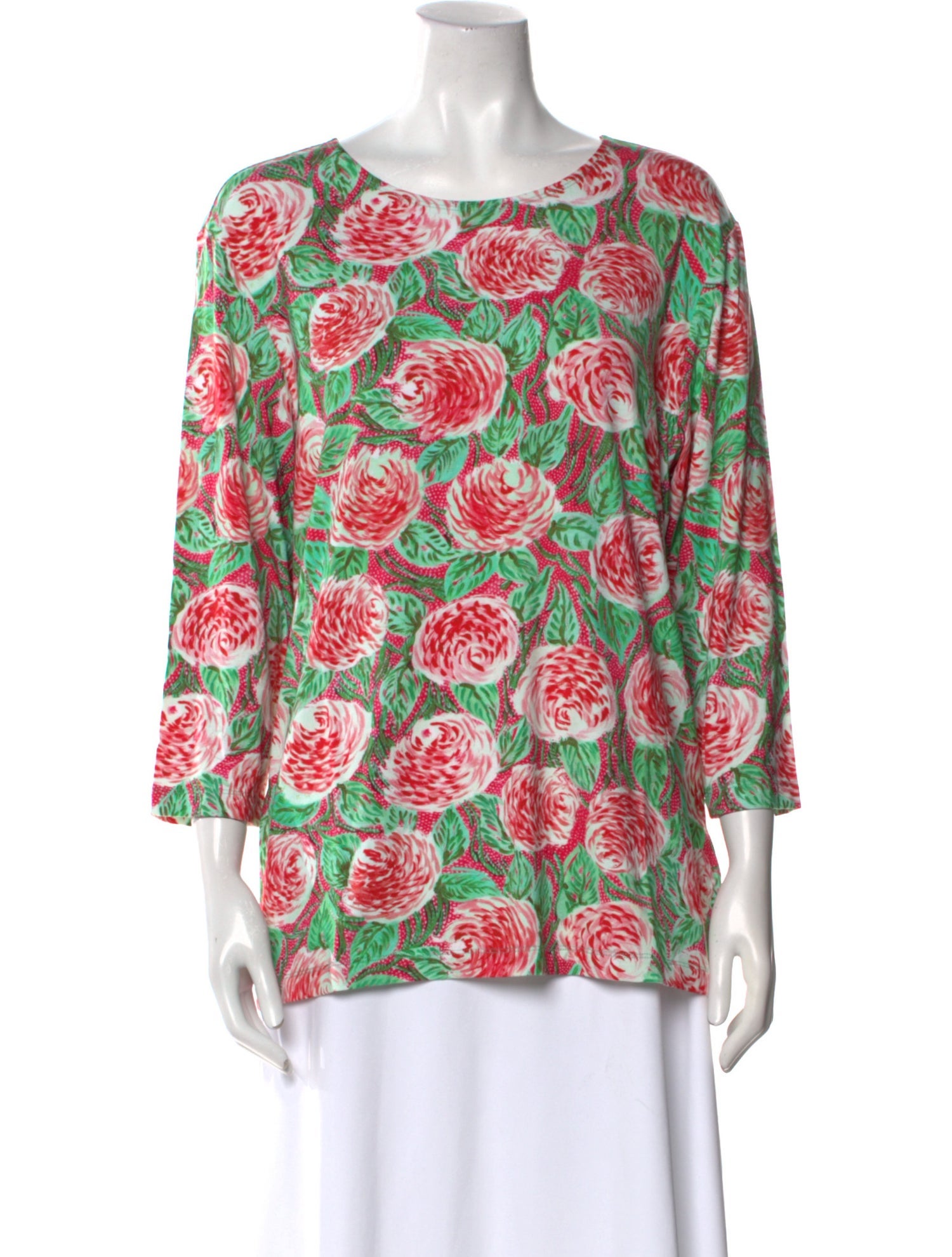 Leggiadro Floral Print Scoop Neck Top w/ Tags