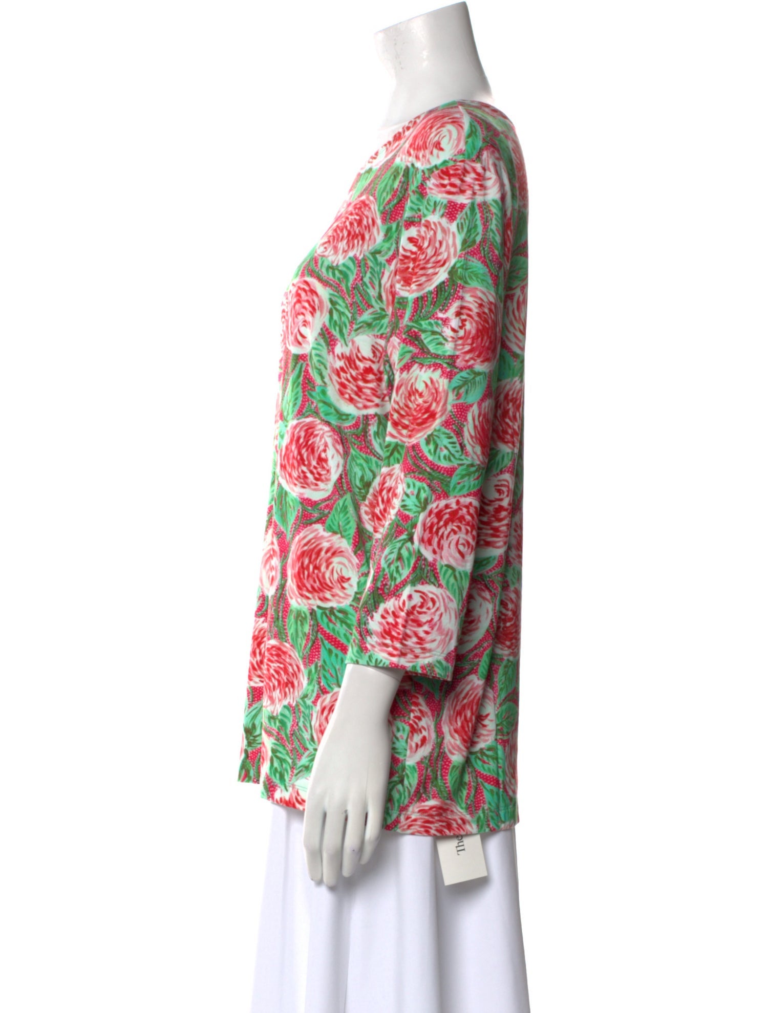 Leggiadro Floral Print Scoop Neck Top w/ Tags