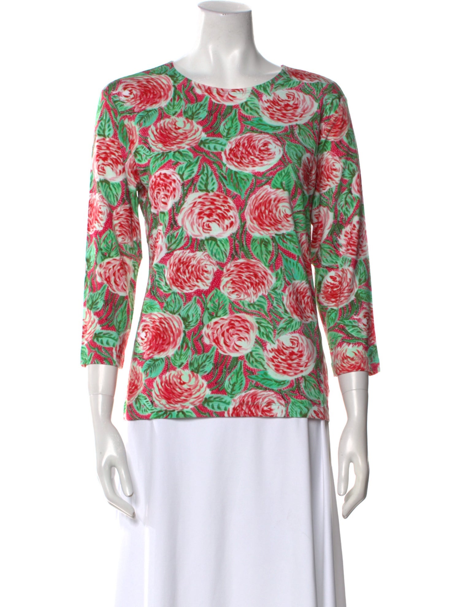 Leggiadro Floral Print Scoop Neck Top w/ Tags